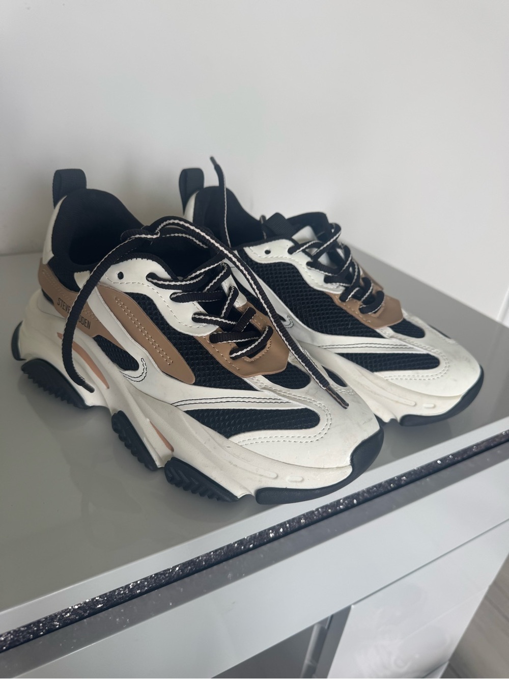 Steve Madden Men's Chunky Sneakers in Black, White & Brown